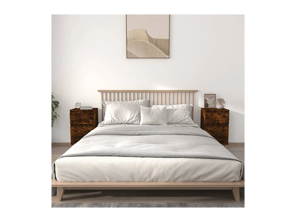 Mesitas de noche | Mesilla de noche 2 uds color roble ahumado 40x35x70 cm