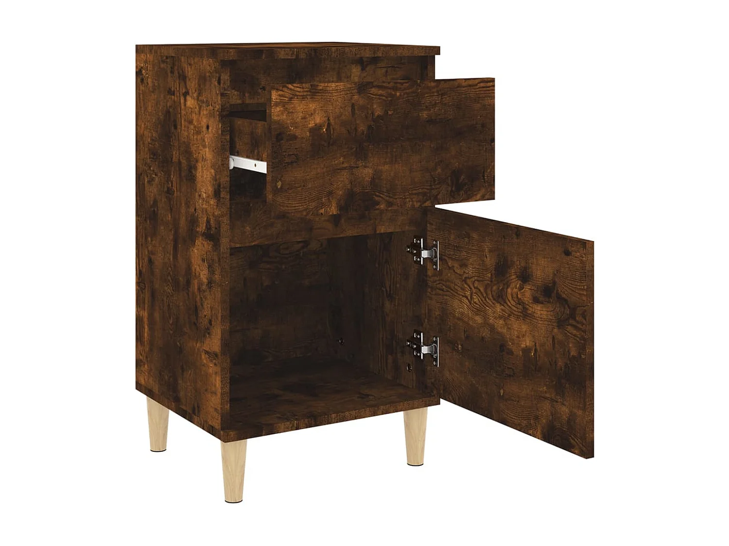 Nachttisch 2er Set-Beistelltisch-Nachttischkommode Räuchereiche 40x35x70 cm SHL62497