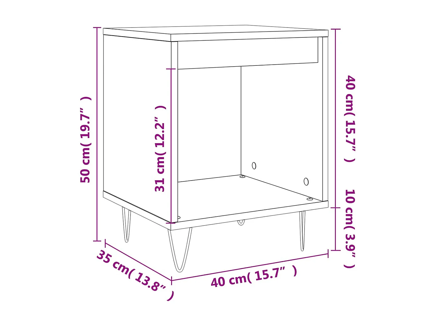 Nachttisch 2er Set-Beistelltisch-Nachttischkommode Betongrau 40x35x50 cm Holzwerkstoff SHL83860