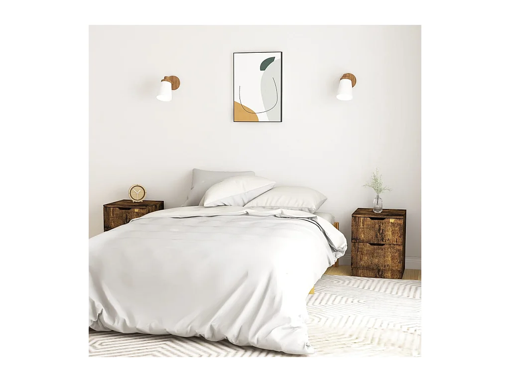 Tables de chevet-Table de nuit 2 pcs chêne fumé 40x40x50 cm bois d'ingénierie