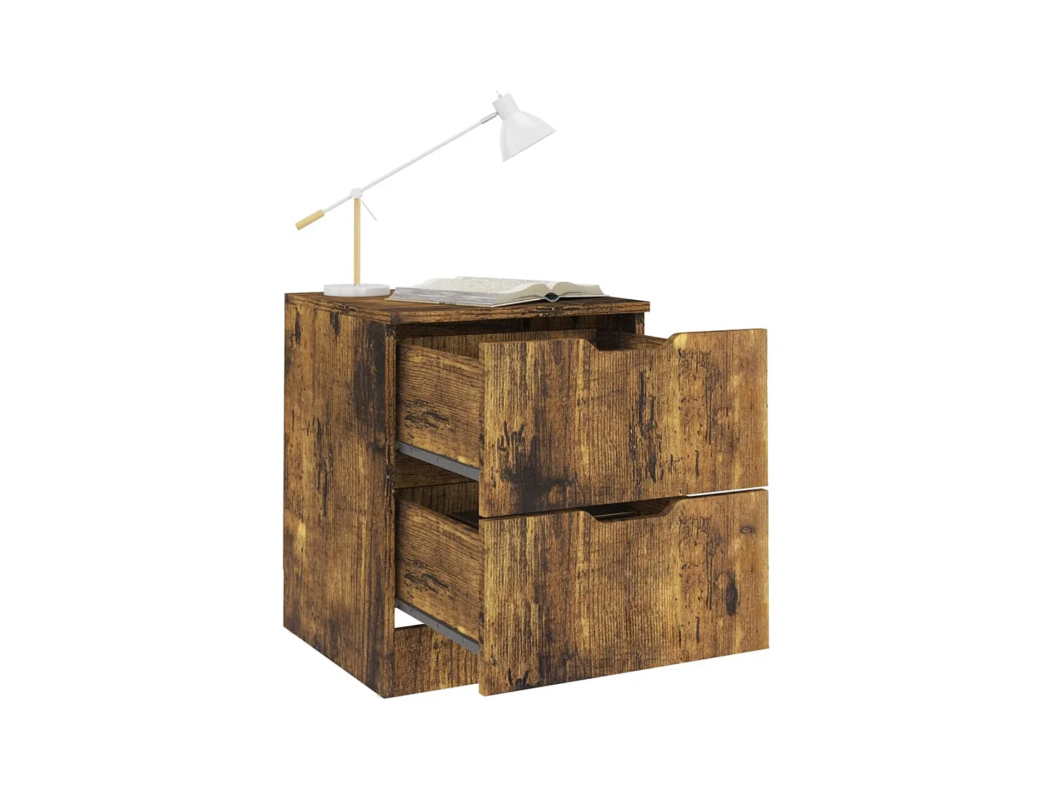 Tables de chevet-Table de nuit 2 pcs chêne fumé 40x40x50 cm bois d'ingénierie