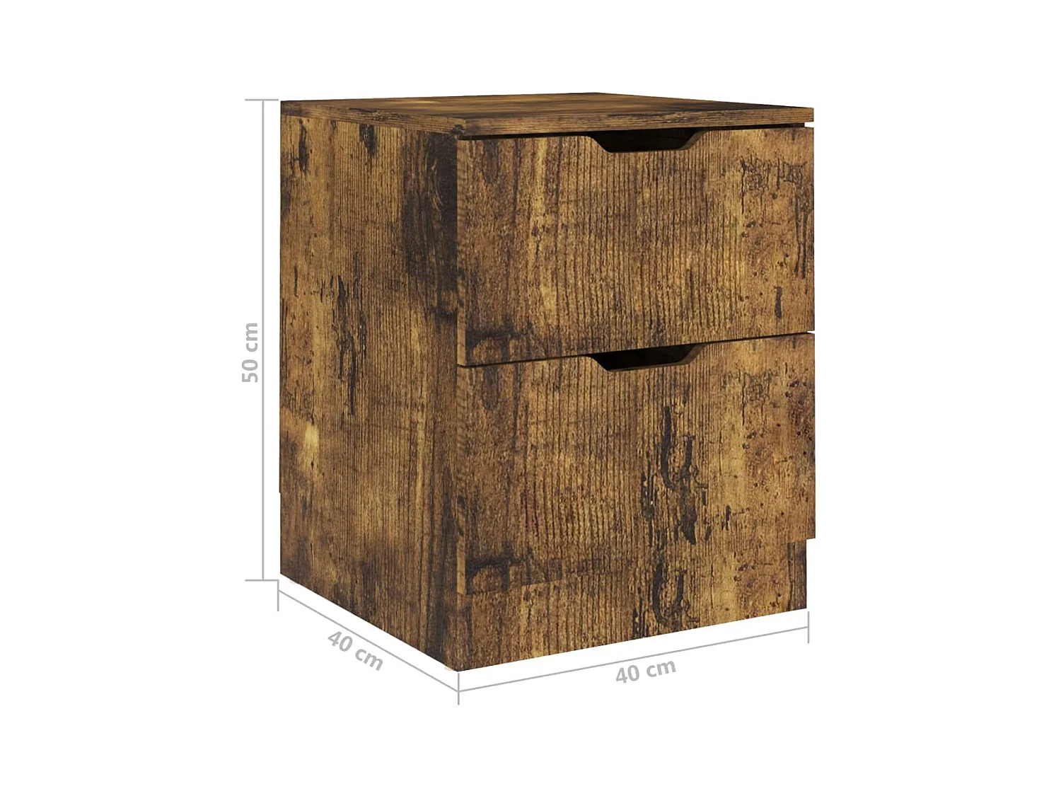 Tables de chevet-Table de nuit 2 pcs chêne fumé 40x40x50 cm bois d'ingénierie