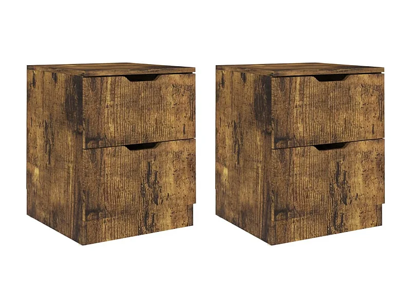 Tables de chevet-Table de nuit 2 pcs chêne fumé 40x40x50 cm bois d'ingénierie