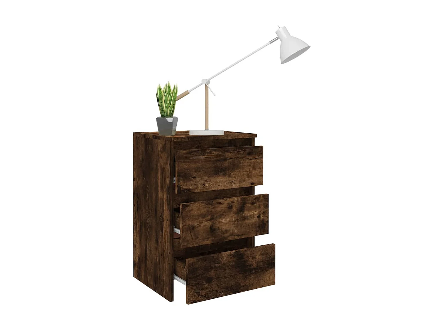 Mesita de noche | Mesilla de noche madera contrachapada roble ahumado 40x35x62,5cm