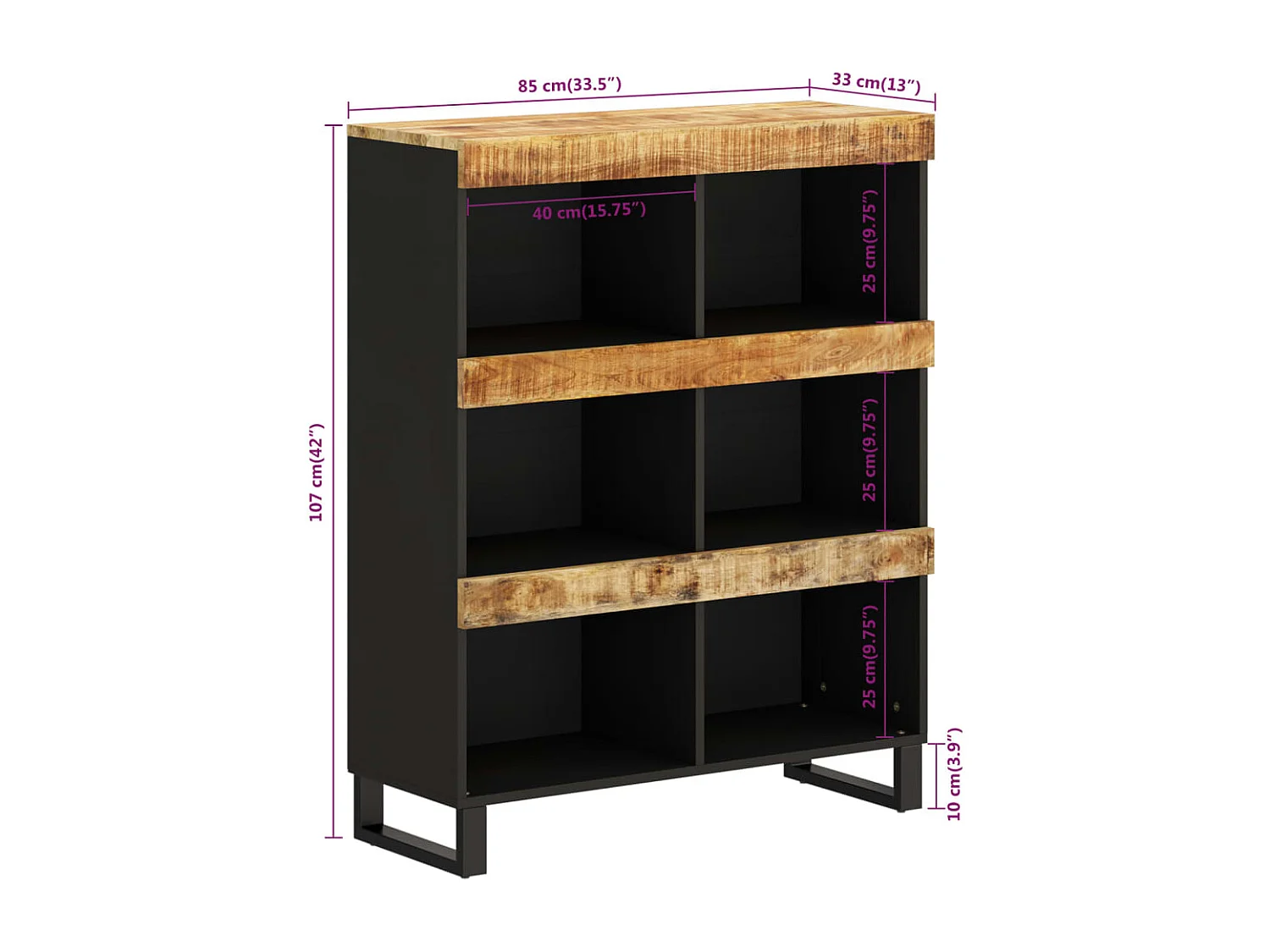 Mesa de Cabeceira | Móvel de apoio 85x33x107 cm madeira de mangueira maciça
