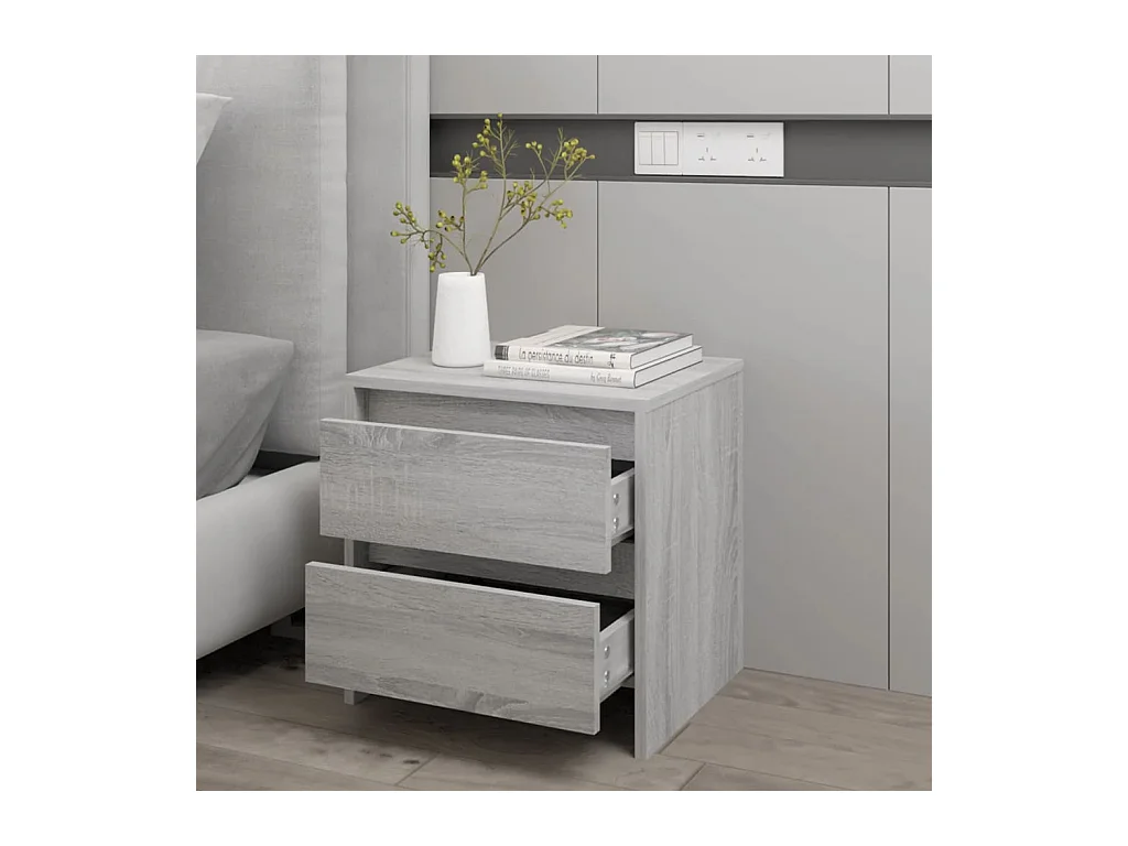 Mesita de noche | Mesilla de noche madera de ingeniería gris Sonoma 45x34,5x44,5cm