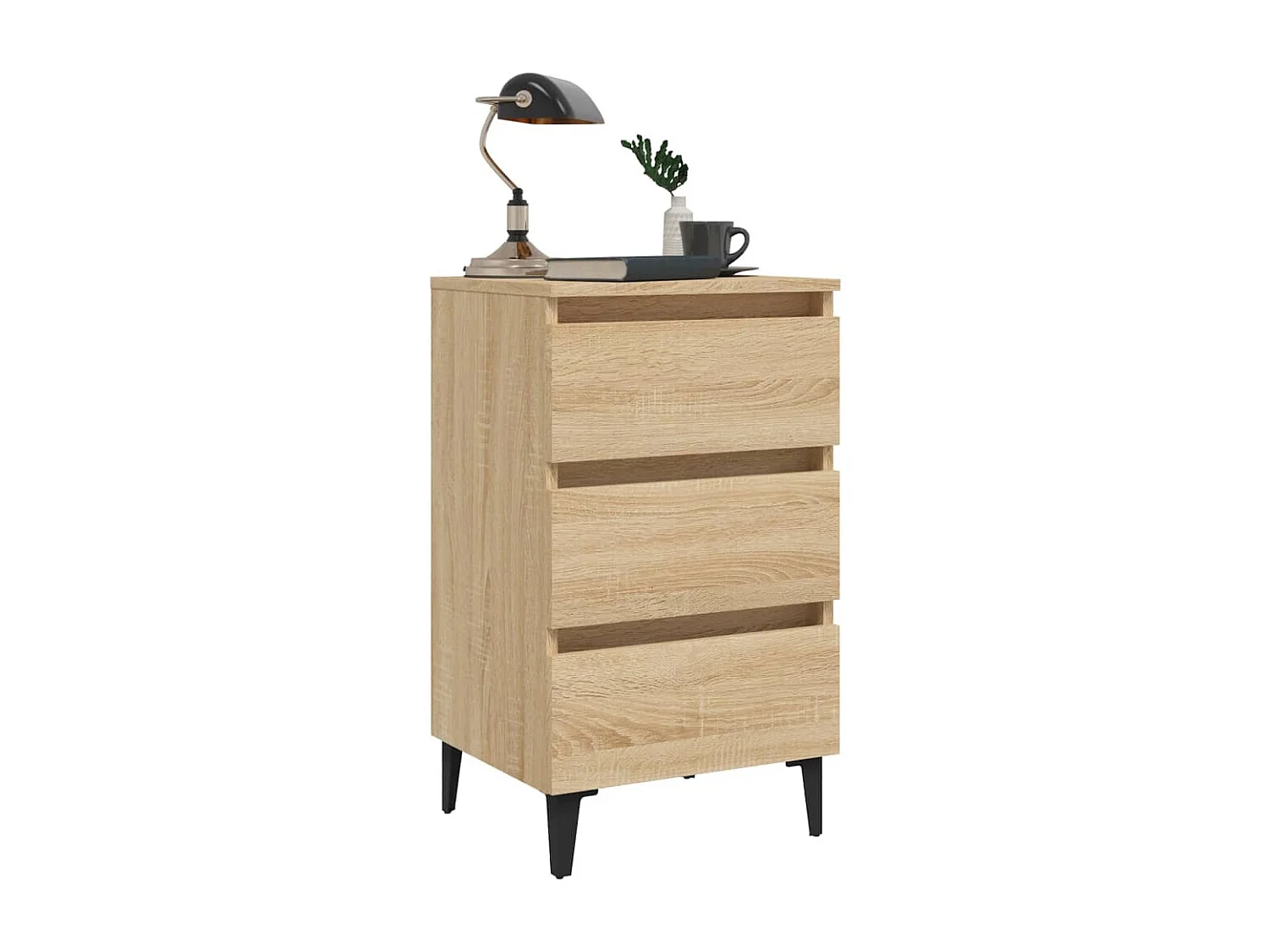 Nachttisch-Beistelltisch mit Metallbeinen Sonoma-Eiche 40x35x69 cm SHL94123