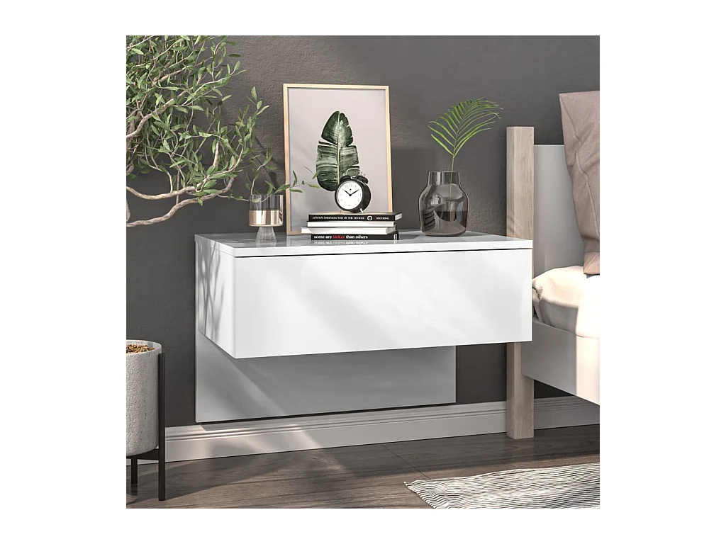 Mesitas de noche | Mesilla de noche de pared 2 unidades blanco brillante