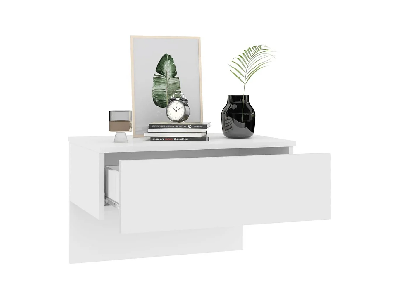 Mesitas de noche | Mesilla de noche de pared 2 unidades blanco brillante