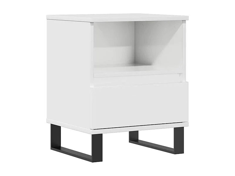 Nachtkastje | Bijzettafel Modern | Opbergkastje 40x35x50 cm bewerkt hout hoogglans wit