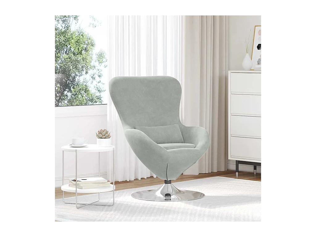 Sillón de relax | Sillón huevo Gris claro 63x73x90 cm Terciopelo SHL4213