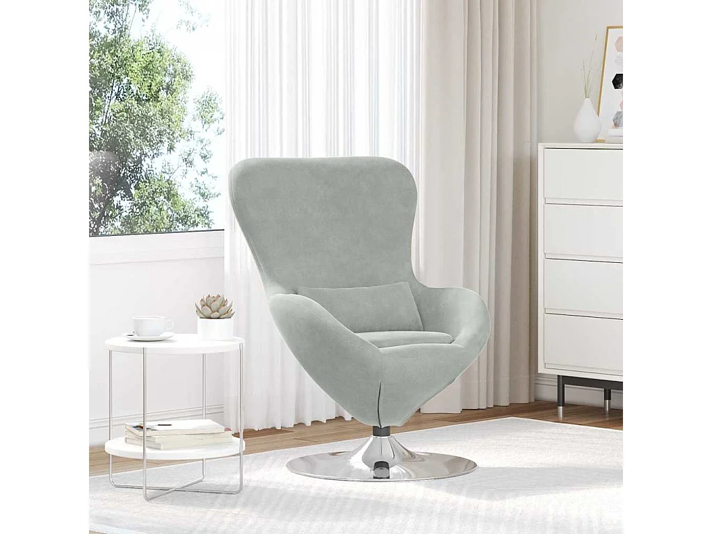 Sillón de relax | Sillón huevo Gris claro 63x73x90 cm Terciopelo SHL4213