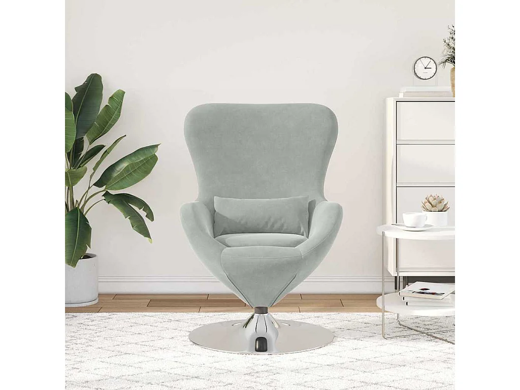 Sillón de relax | Sillón huevo Gris claro 63x73x90 cm Terciopelo SHL4213