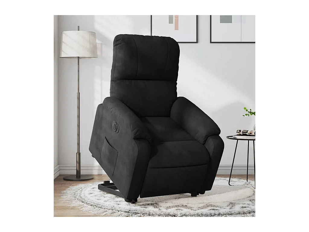 Silla de relax | Sillón eléctrico reclinable elevable tela microfibra negro SHL3771