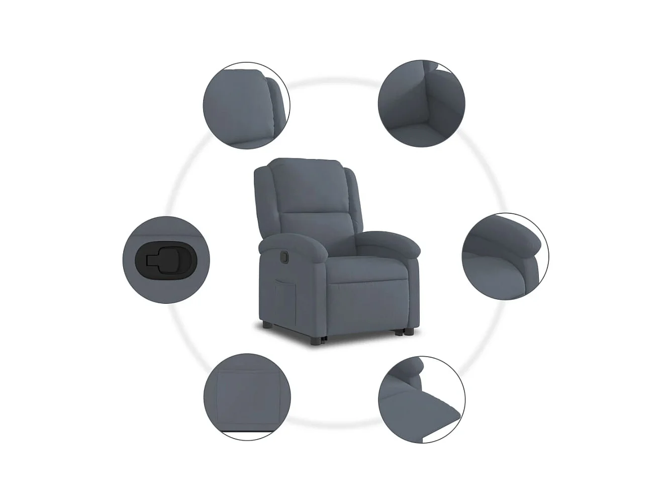 Sillón de relax | Silla | Sillón reclinable elevable terciopelo gris oscuro SHL9054