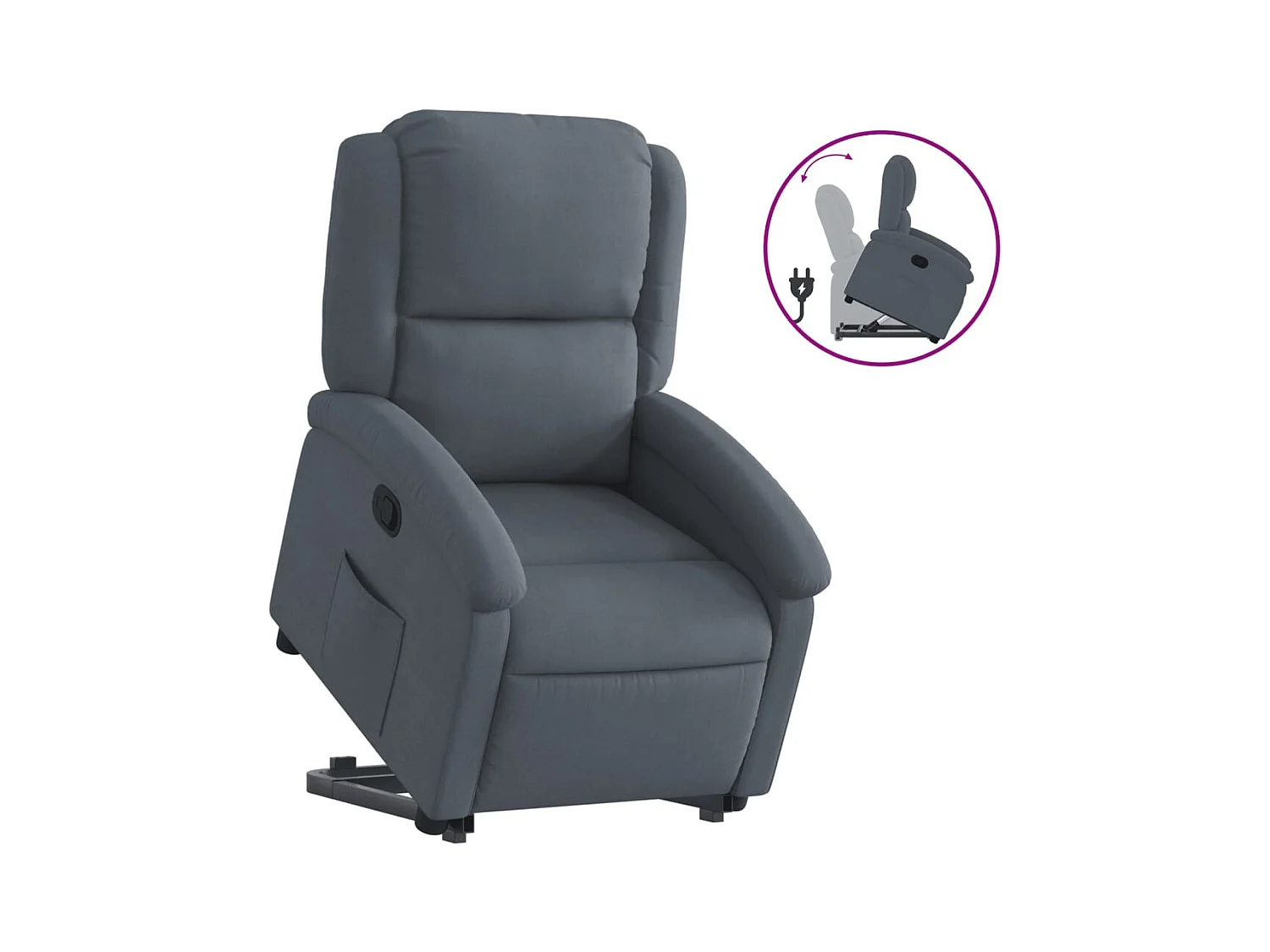 Fauteuil inclinable-Chaise de relax-Fauteuil salon Gris foncé Velours SHL951