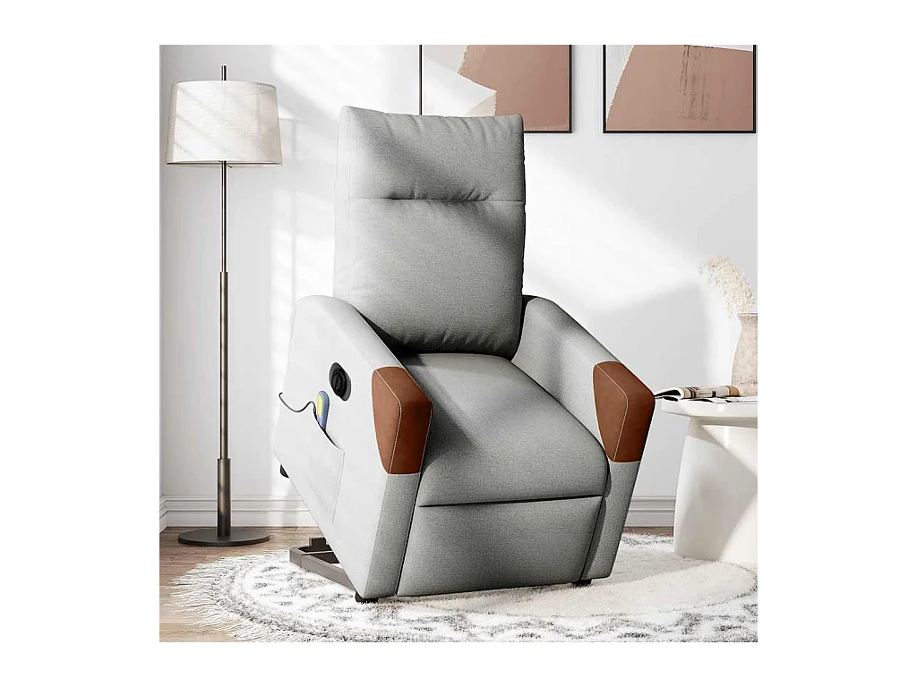 Fauteuil inclinable électrique-Chaise de relax-Fauteuil de Massage gris nuage tissu SHL4985