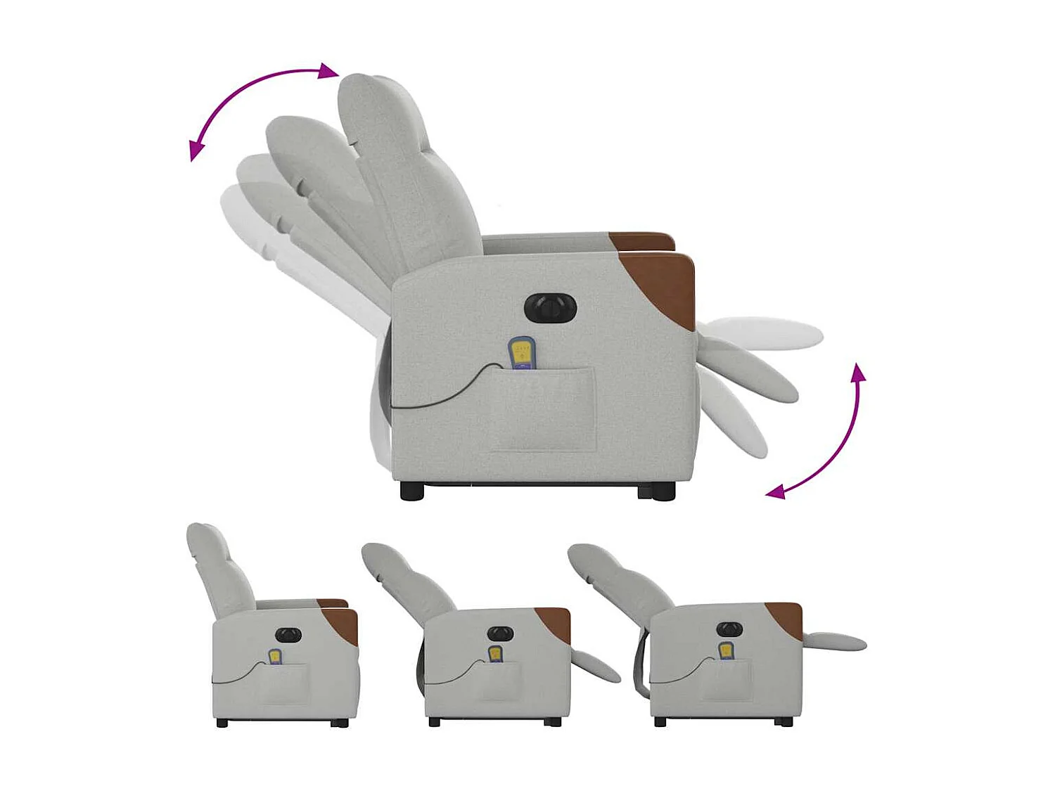 Massagesessel mit Aufstehhilfe Elektrisch Wolkengrau Stoff SHL72579