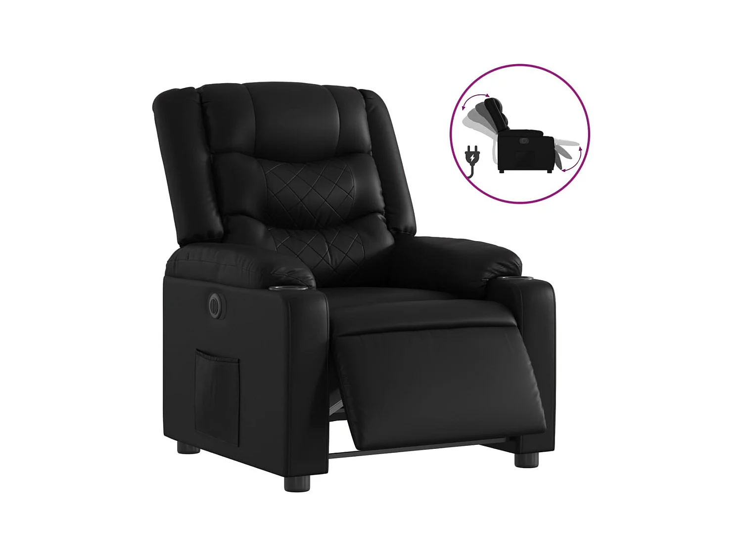 Fauteuil inclinable électrique-Chaise de relax-Fauteuil salon Noir Similicuir SHL1937
