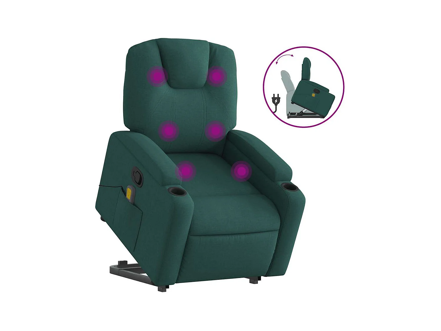 Fauteuil inclinable-Chaise de relax-Fauteuil de Massage Vert foncé Tissu SHL4788