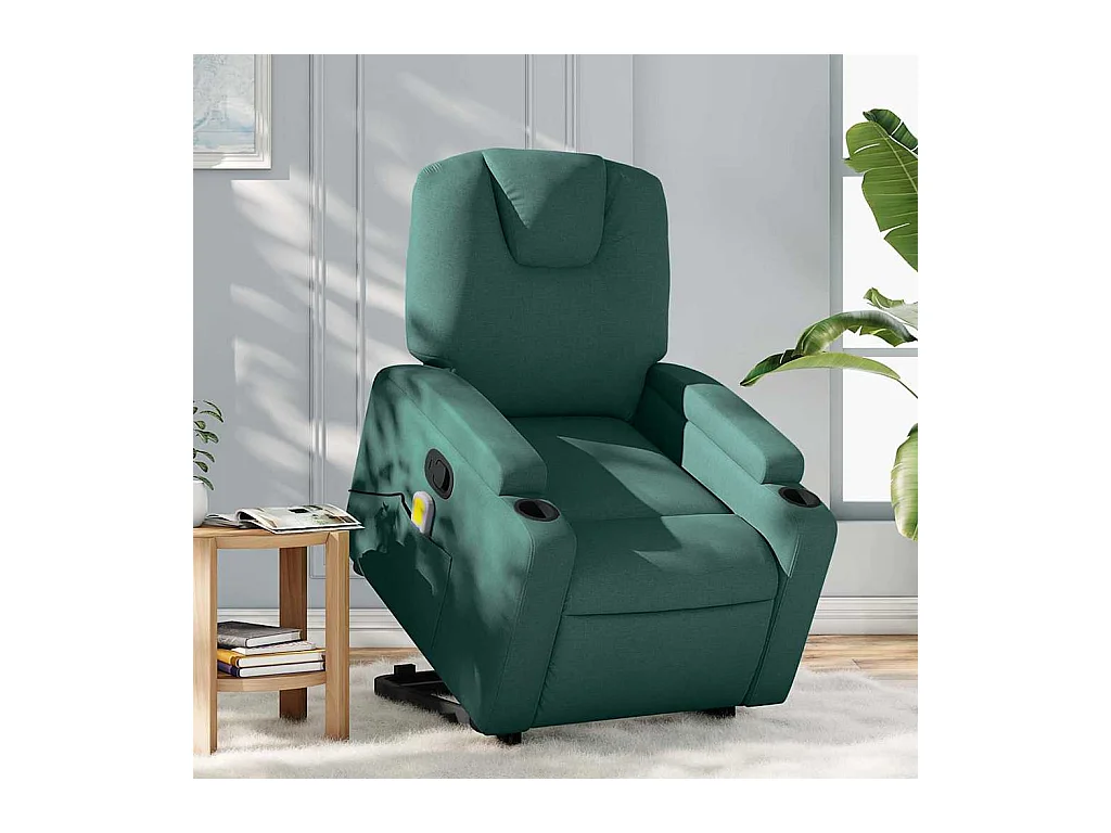 Fauteuil inclinable-Chaise de relax-Fauteuil de Massage Vert foncé Tissu SHL4788