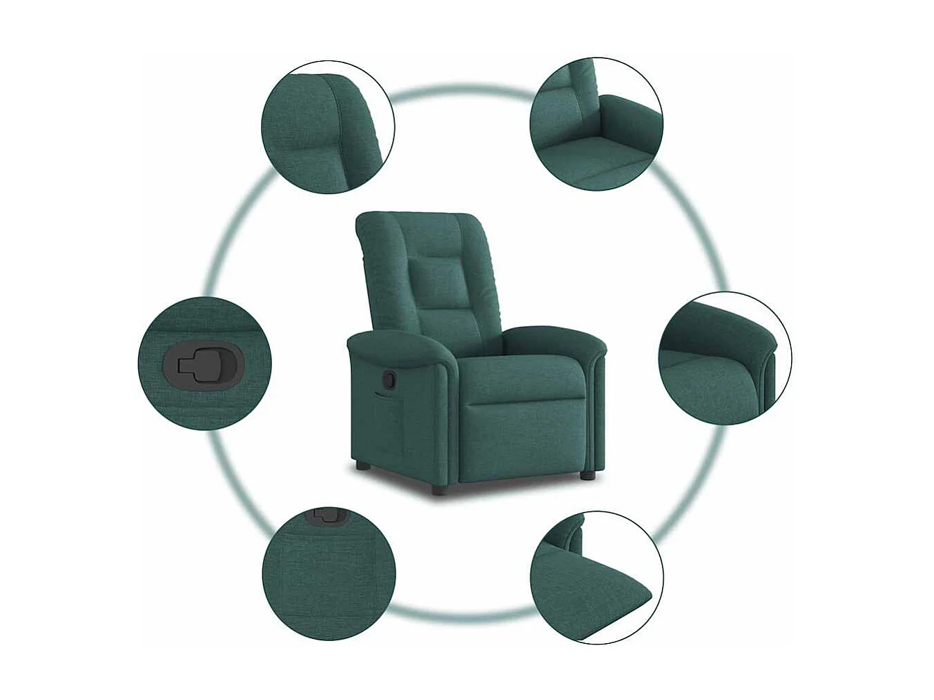 Sillón de relax | Silla | Sillón reclinable de tela verde oscuro SHL2772