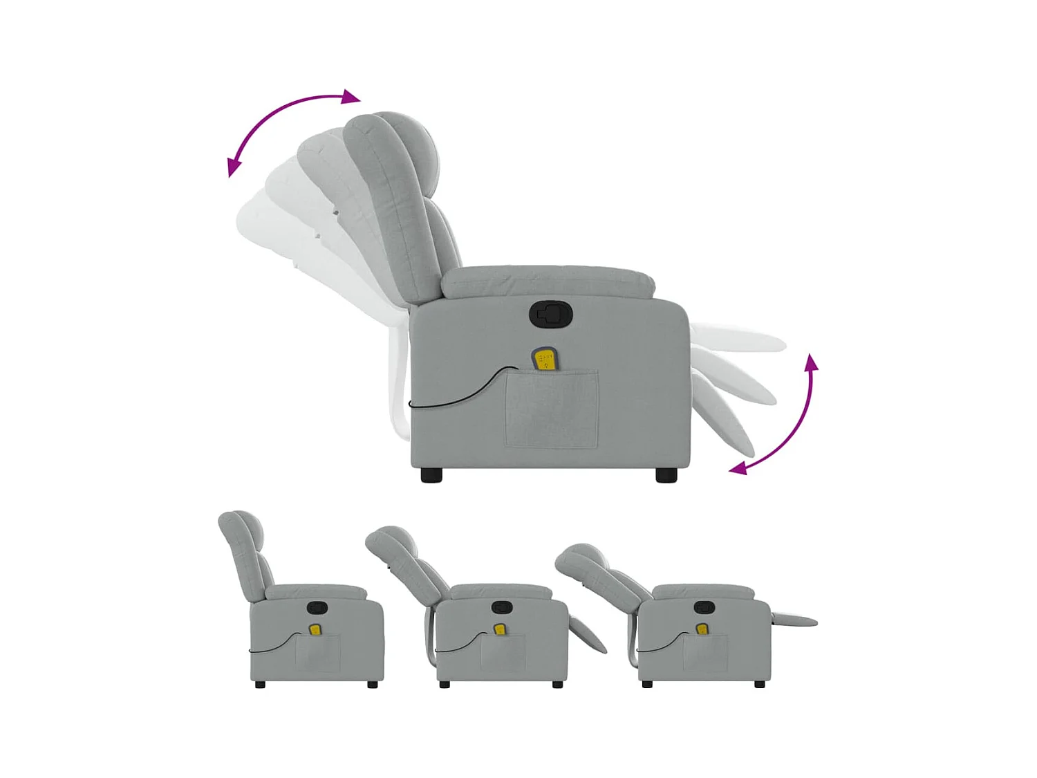 Fauteuil inclinable-Chaise de relax-Fauteuil de Massage gris clair tissu SHL5346