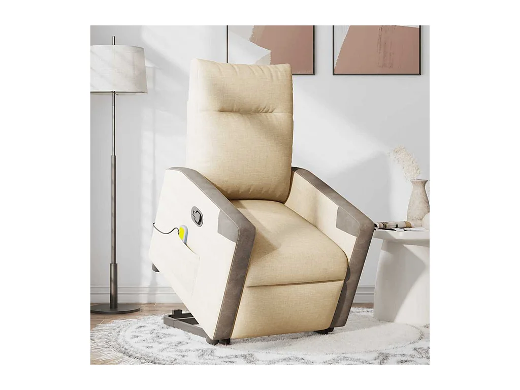 Silla de masaje reclinable de pie de tela color crema SHL9780