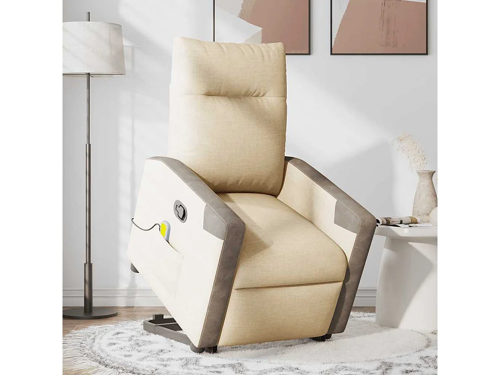 Massagesessel mit Aufstehhilfe | Relaxsessel Creme Stoff SHL23454