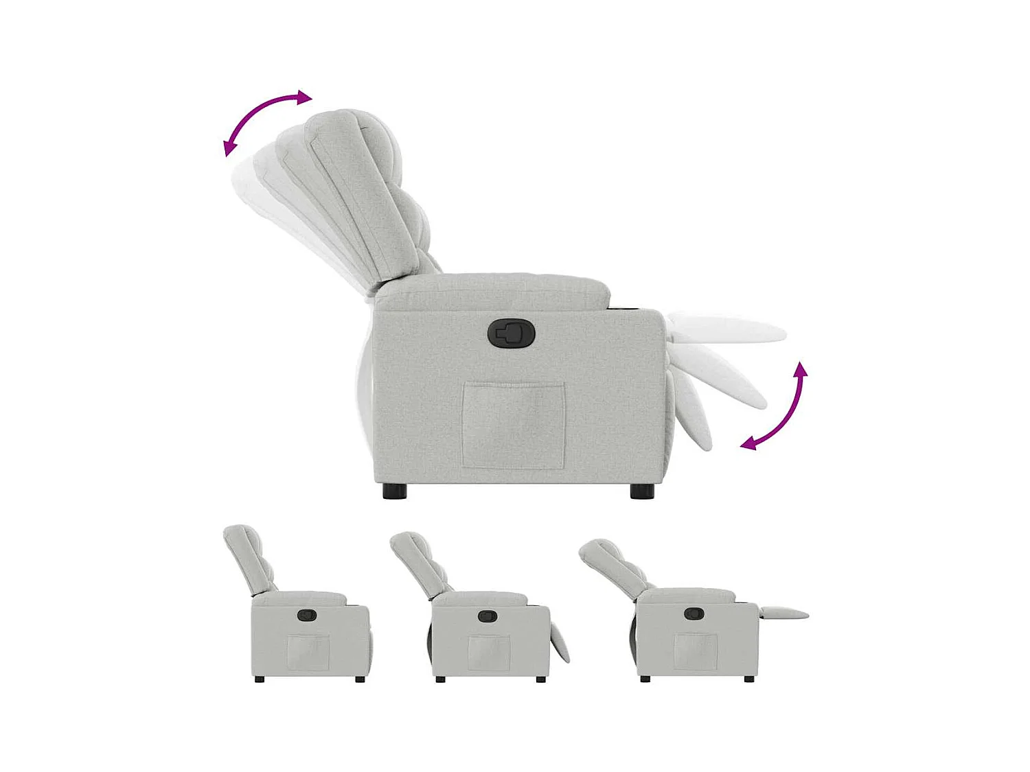 Sillón de relax | Sillón reclinable de tela gris nube SHL2067