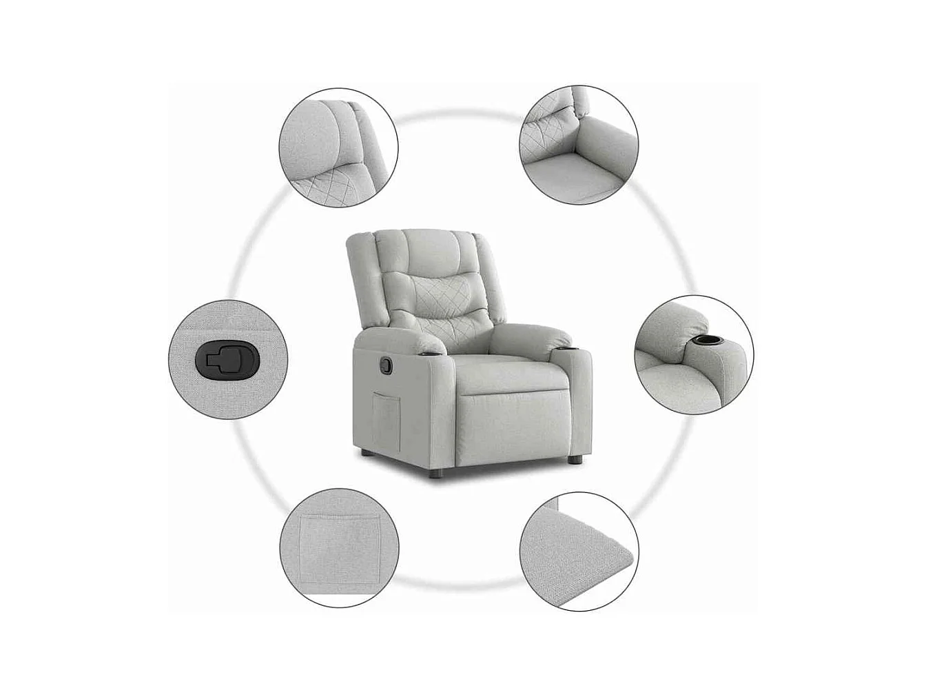 Sillón de relax | Sillón reclinable de tela gris nube SHL2067