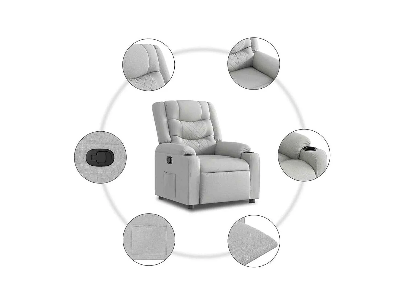 Sillón de relax | Sillón reclinable de tela gris nube SHL2067