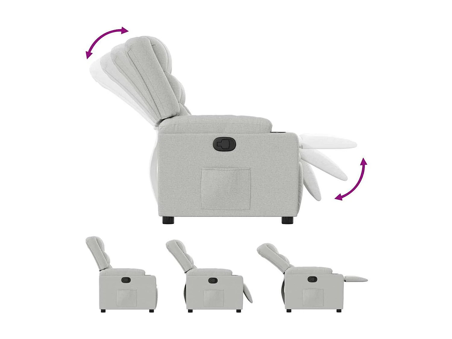 Fauteuil inclinable-Chaise de relax-Fauteuil TV gris nuage tissu SHL2945