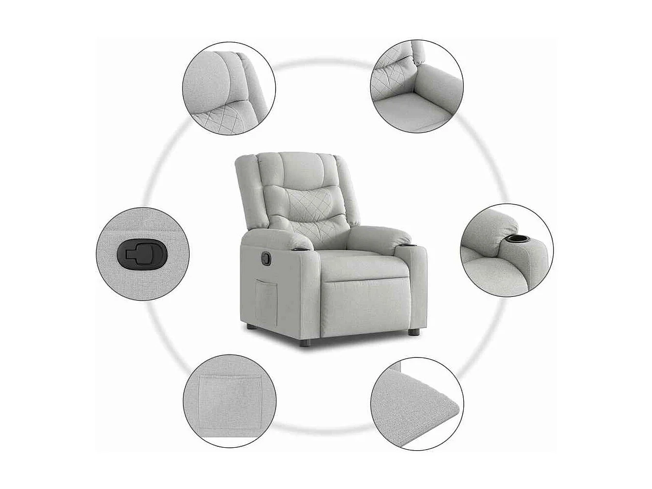 Fauteuil inclinable-Chaise de relax-Fauteuil TV gris nuage tissu SHL2945