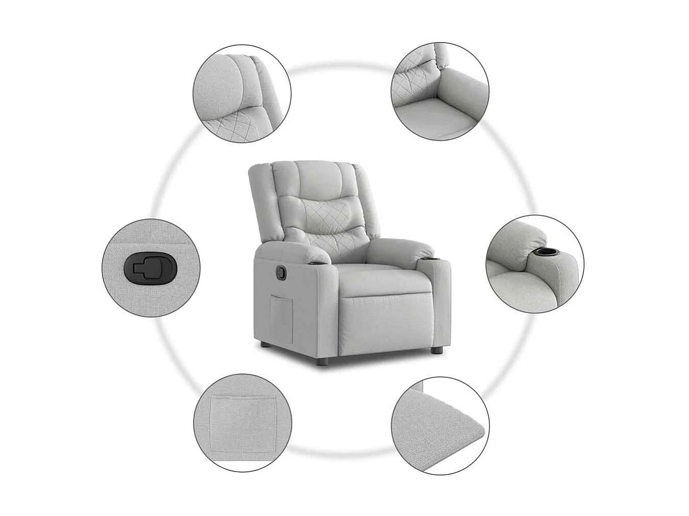 Fauteuil inclinable-Chaise de relax-Fauteuil TV gris nuage tissu SHL2945