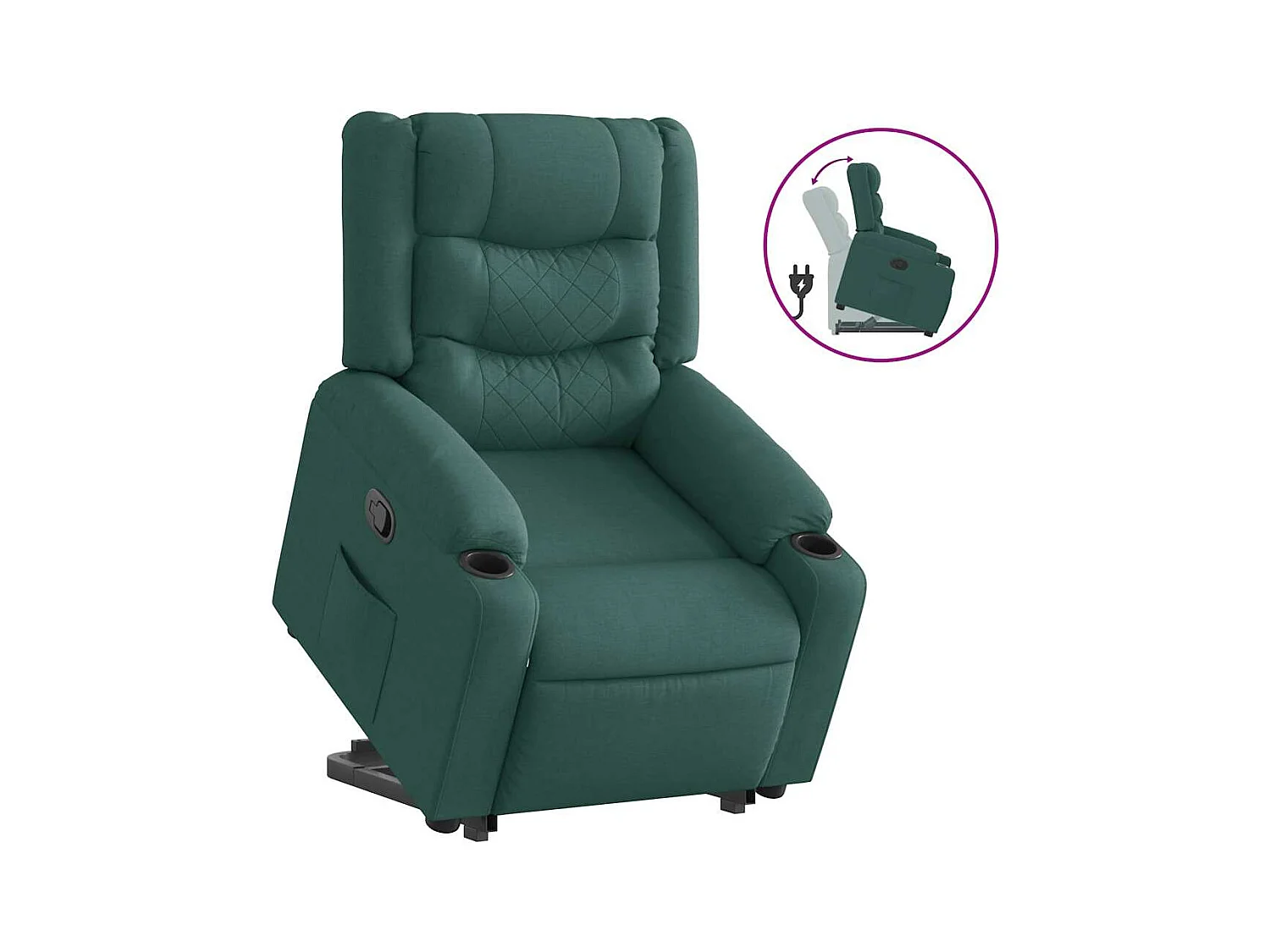 Fauteuil inclinable-Chaise de relax-Fauteuil TV vert foncé tissu SHL3703