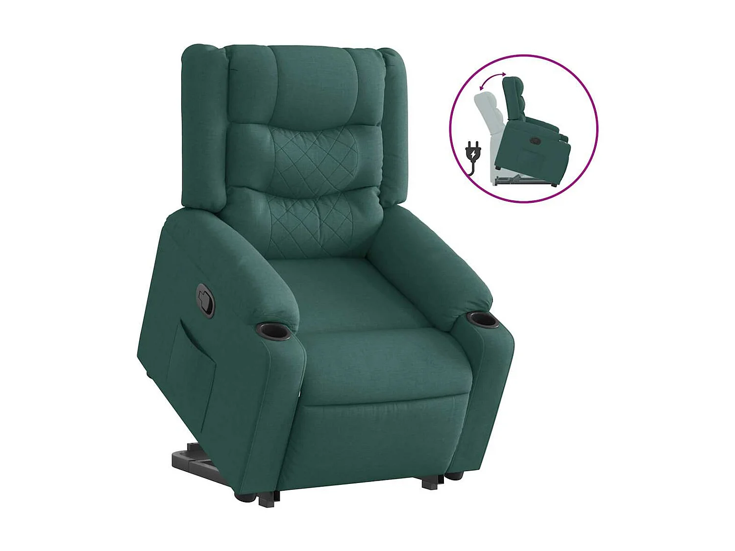 Sillón de relax | Silla | Sillón reclinable elevable tela verde oscuro SHL7143