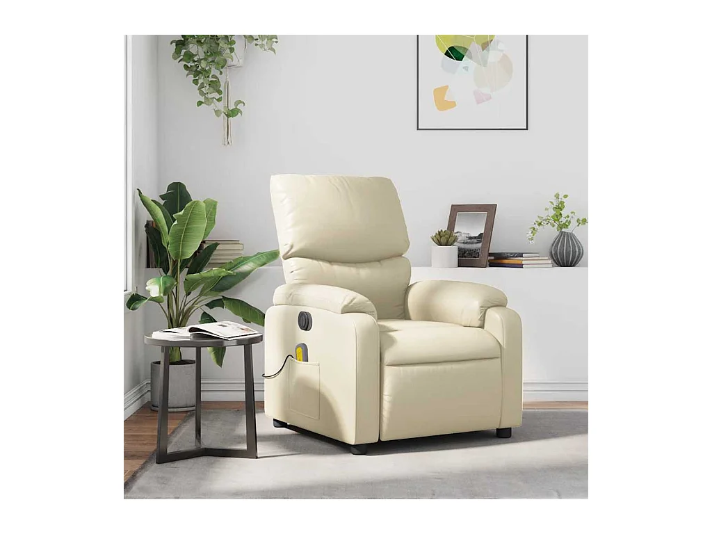Sillón de relax | Sillón reclinable de masaje cuero sintético crema SHL6515
