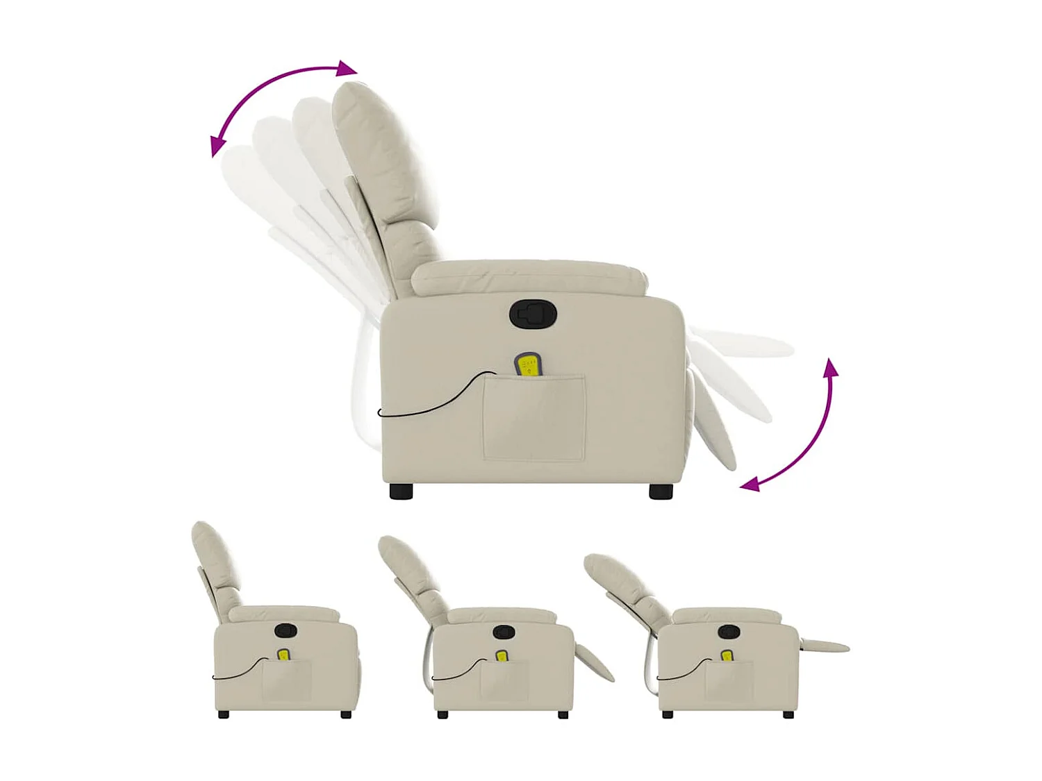 Sillón de relax | Sillón reclinable de masaje cuero sintético crema SHL6515