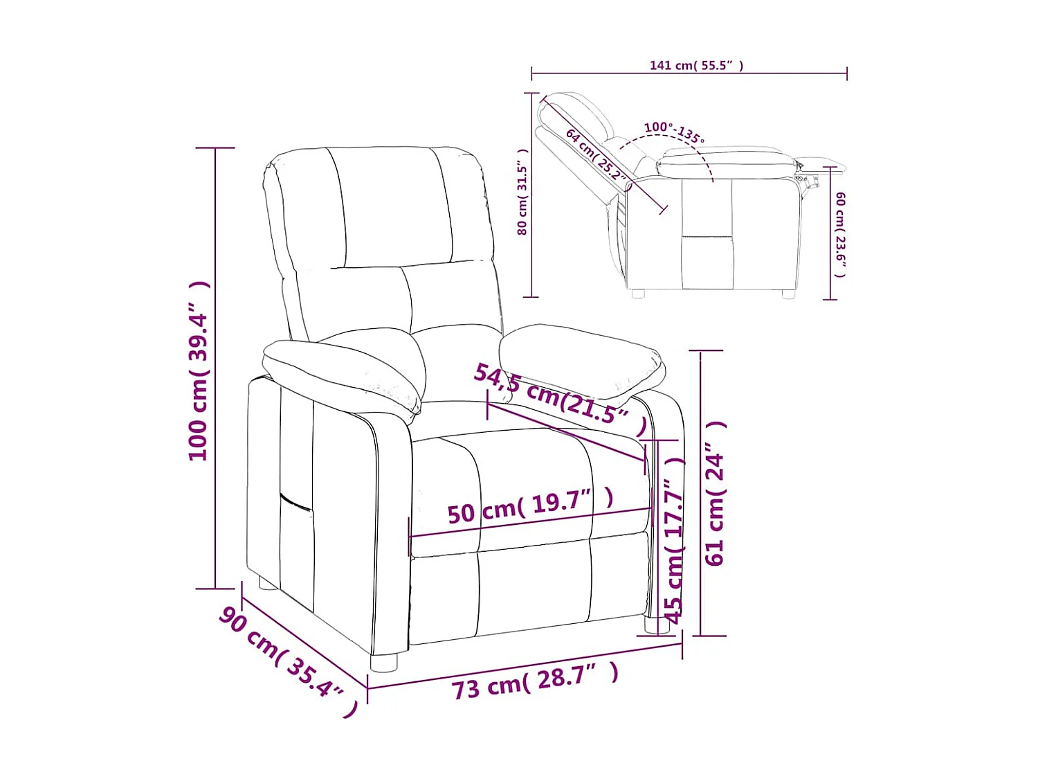 Sillón de relax | Sillón reclinable de tela gris claro SHL4089