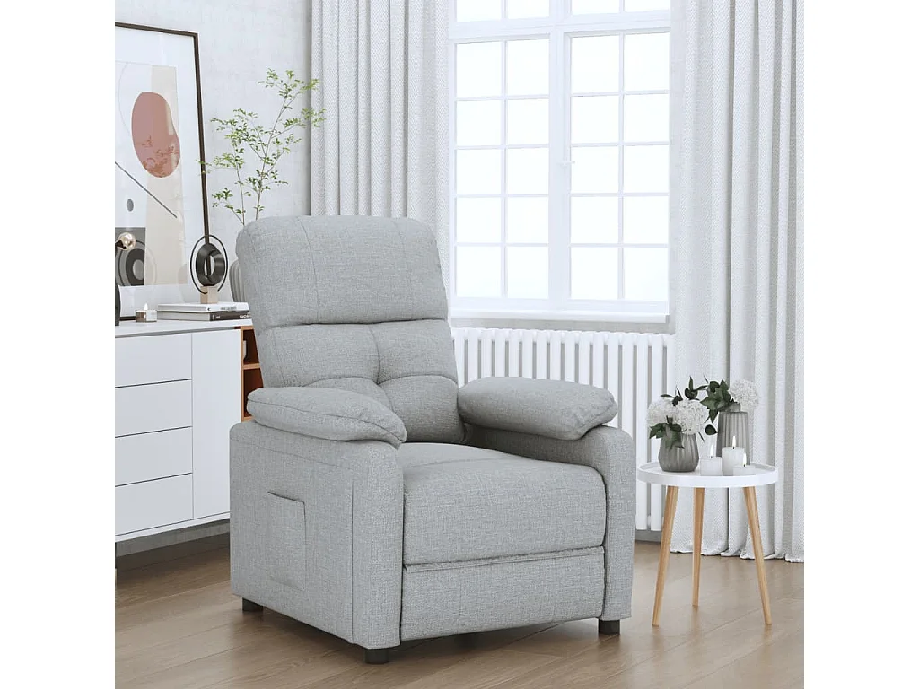 Poltrona Salotto | Sedia | Poltrona Reclinabile in Tessuto Grigio Chiaro SHL3417