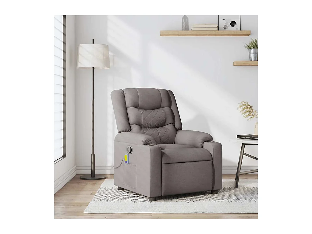 Sillón de salón | Silla | Sillón de masaje reclinable de tela gris taupé SHL7972