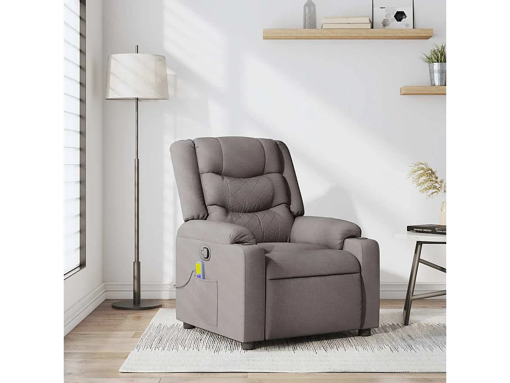 Fauteuil inclinable-Chaise de relax-Fauteuil de Massage Taupe Tissu SHL1322
