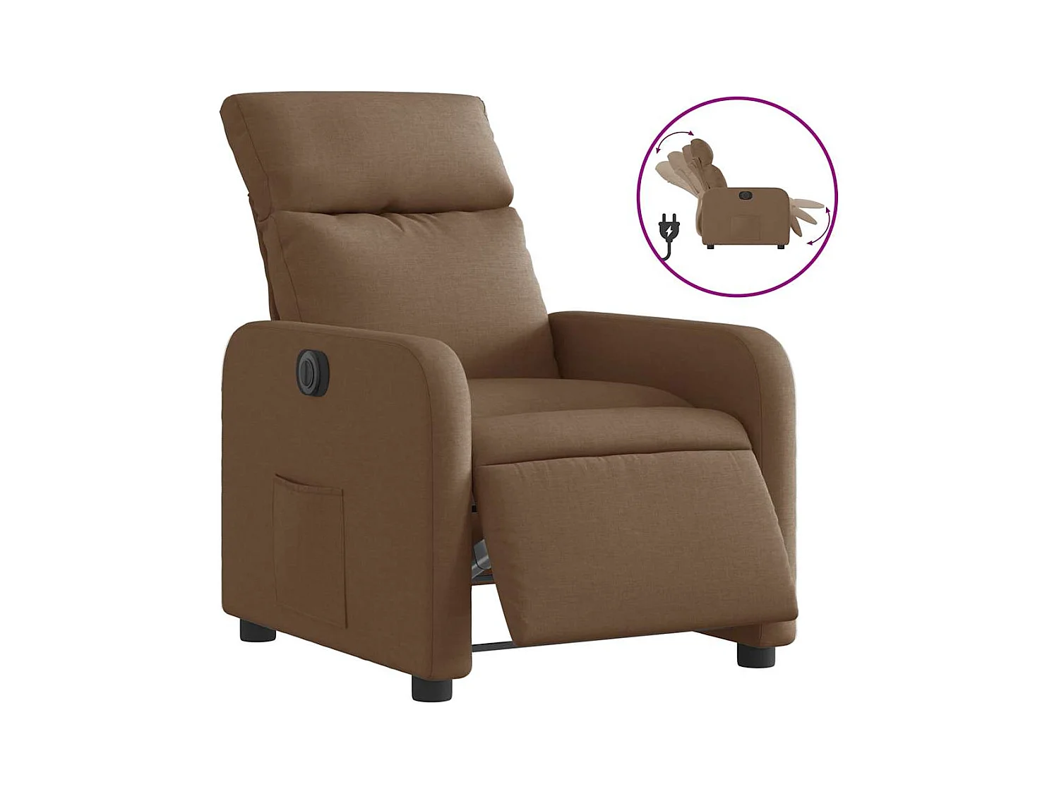 Sillón de relax | Silla | Sillón reclinable eléctrico de tela marrón SHL3081