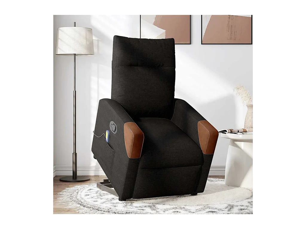 Fauteuil inclinable-Chaise de relax-Fauteuil de Massage Noir Tissu SHL1013
