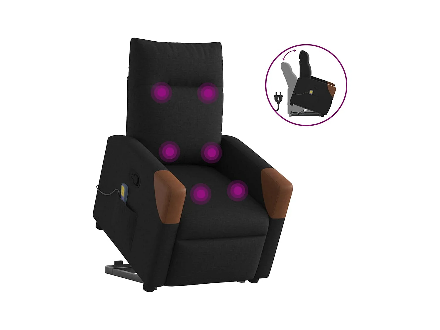 Fauteuil inclinable-Chaise de relax-Fauteuil de Massage Noir Tissu SHL1013