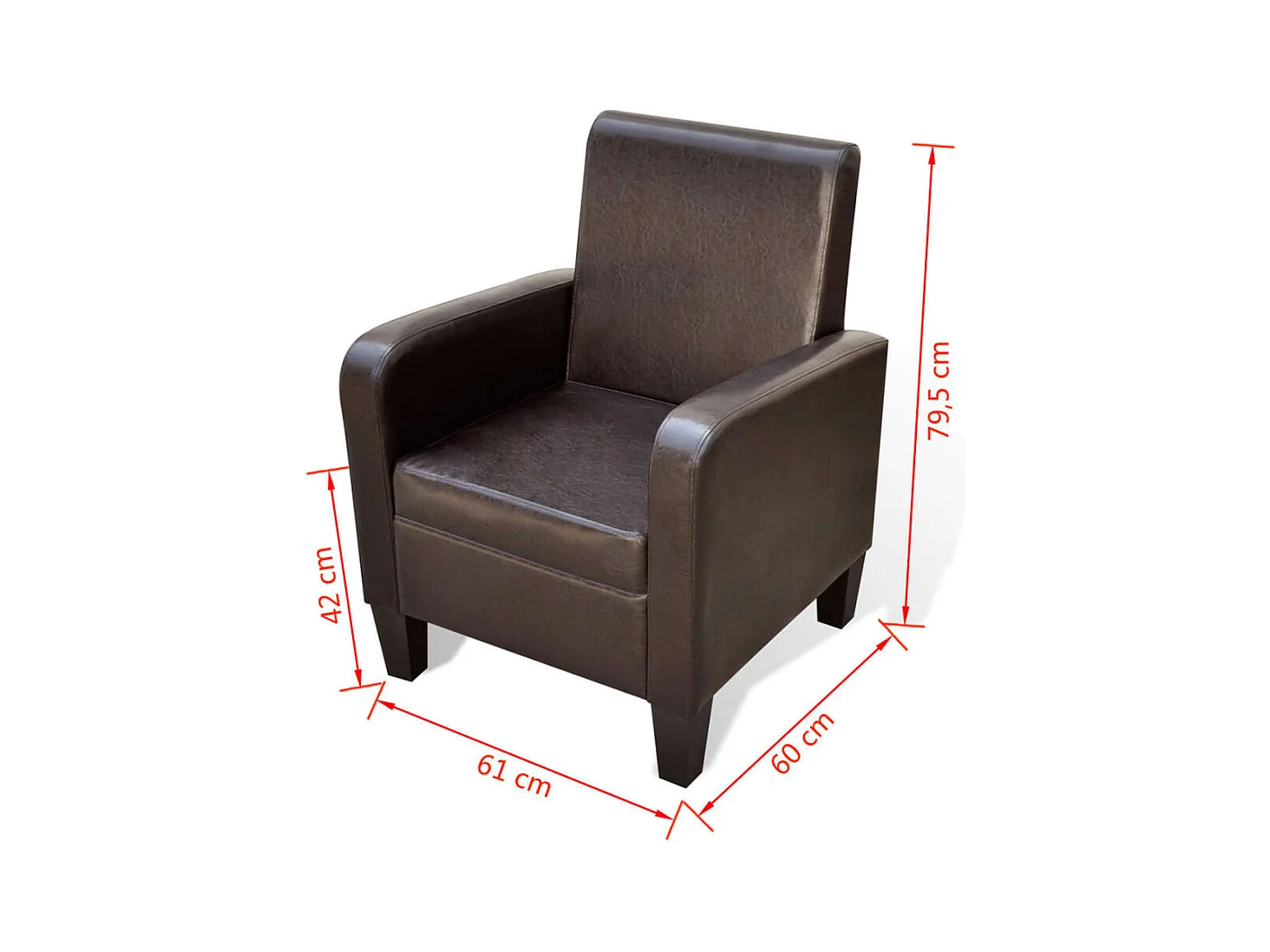 Sillón | Silla de cuero sintético marrón SHL2287