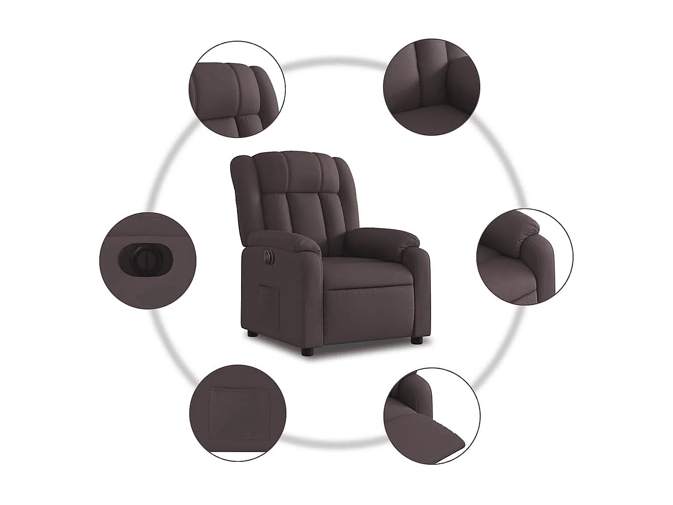 Relaxsessel Elektrisch | Lounge Sessel indoor Dunkelbraun Stoff SHL55157