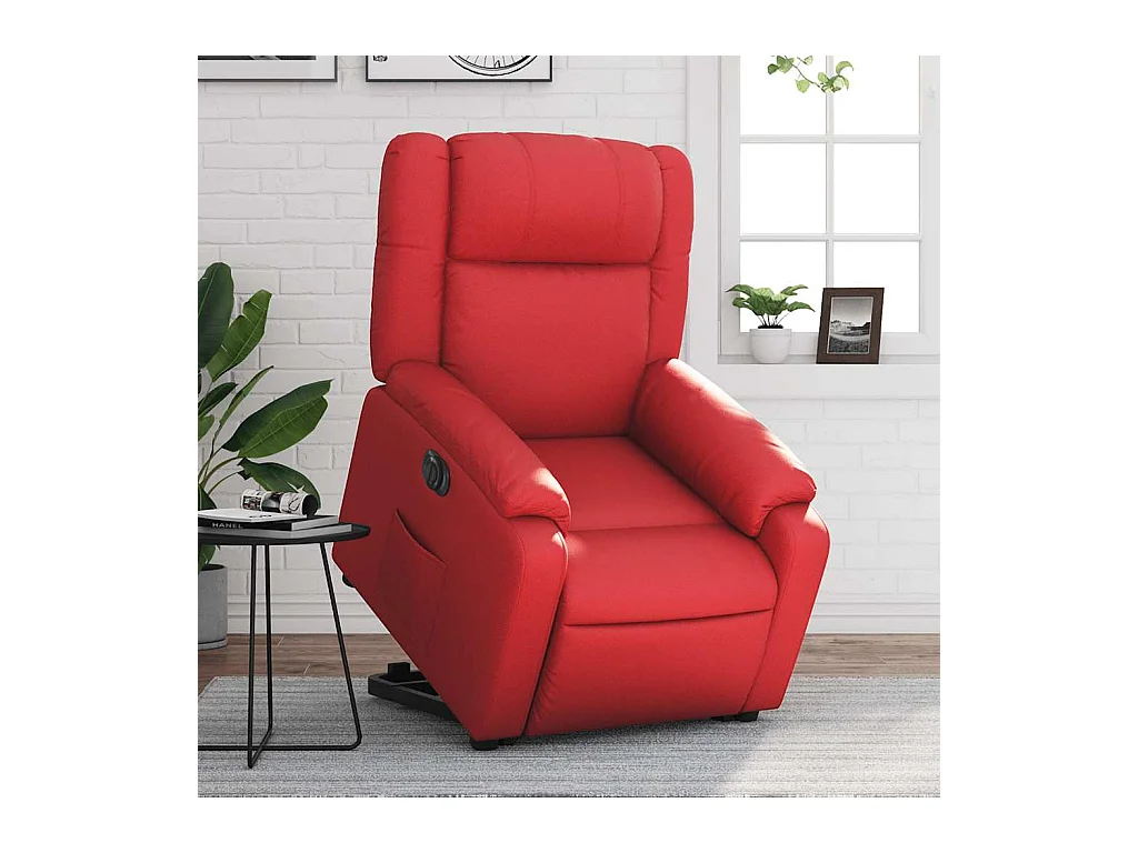 Silla de relax | Sillón elevable eléctrico cuero artificial rojo SHL9538