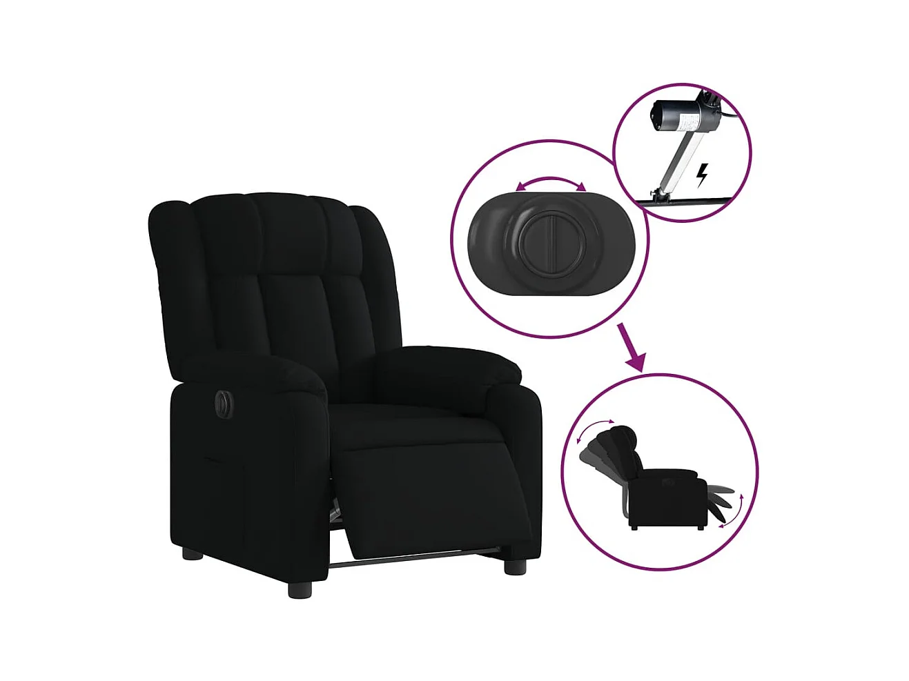 Sillón de relax | Silla | Sillón reclinable eléctrico de tela negro SHL8060